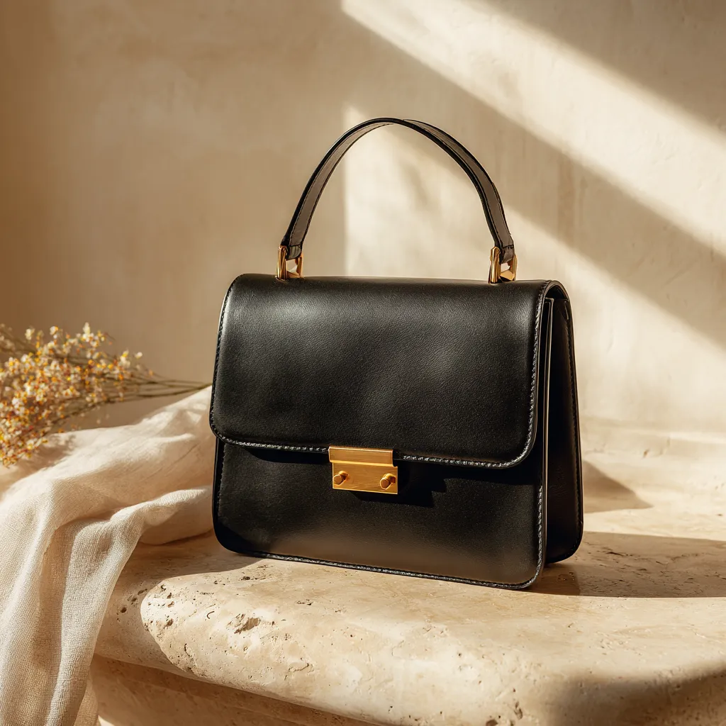 Minimalist Noir Leather Shoulder Bag