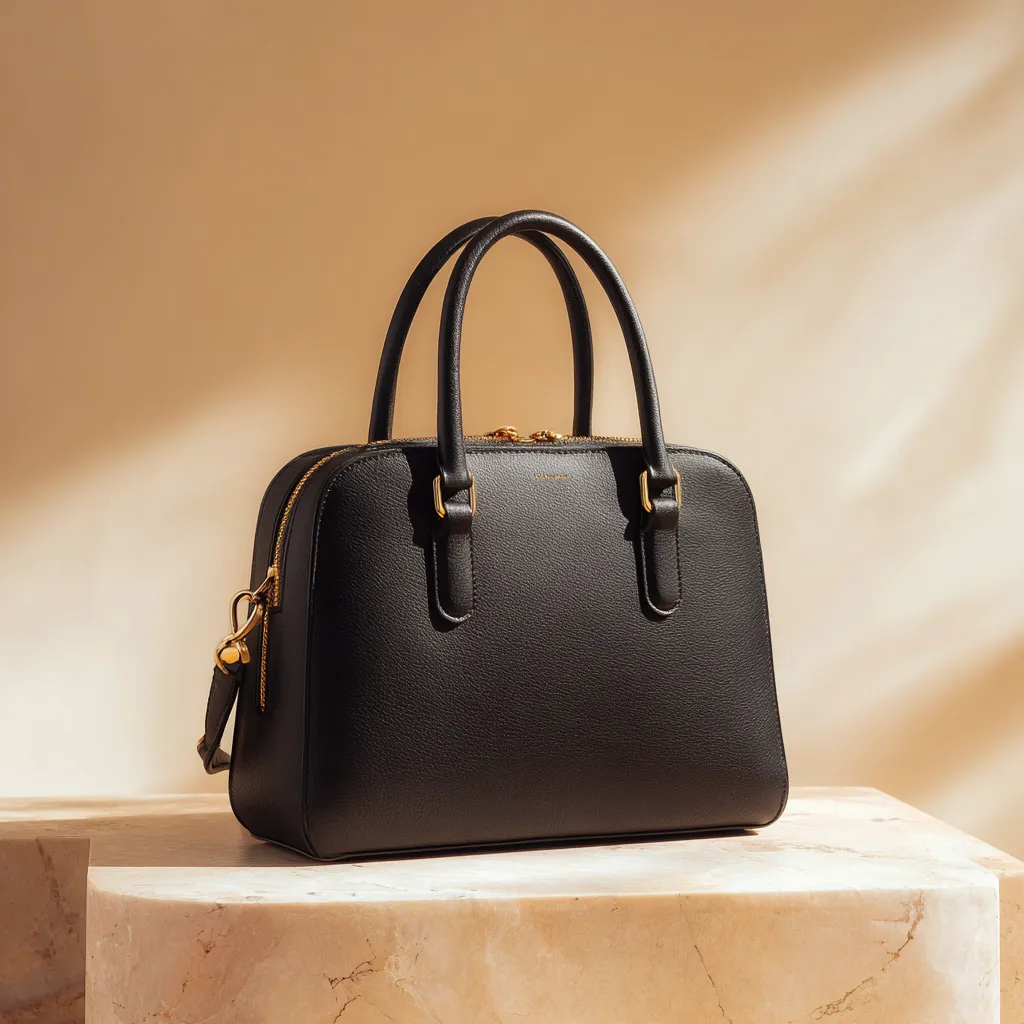 Minimalist Noir Leather Shoulder Bag