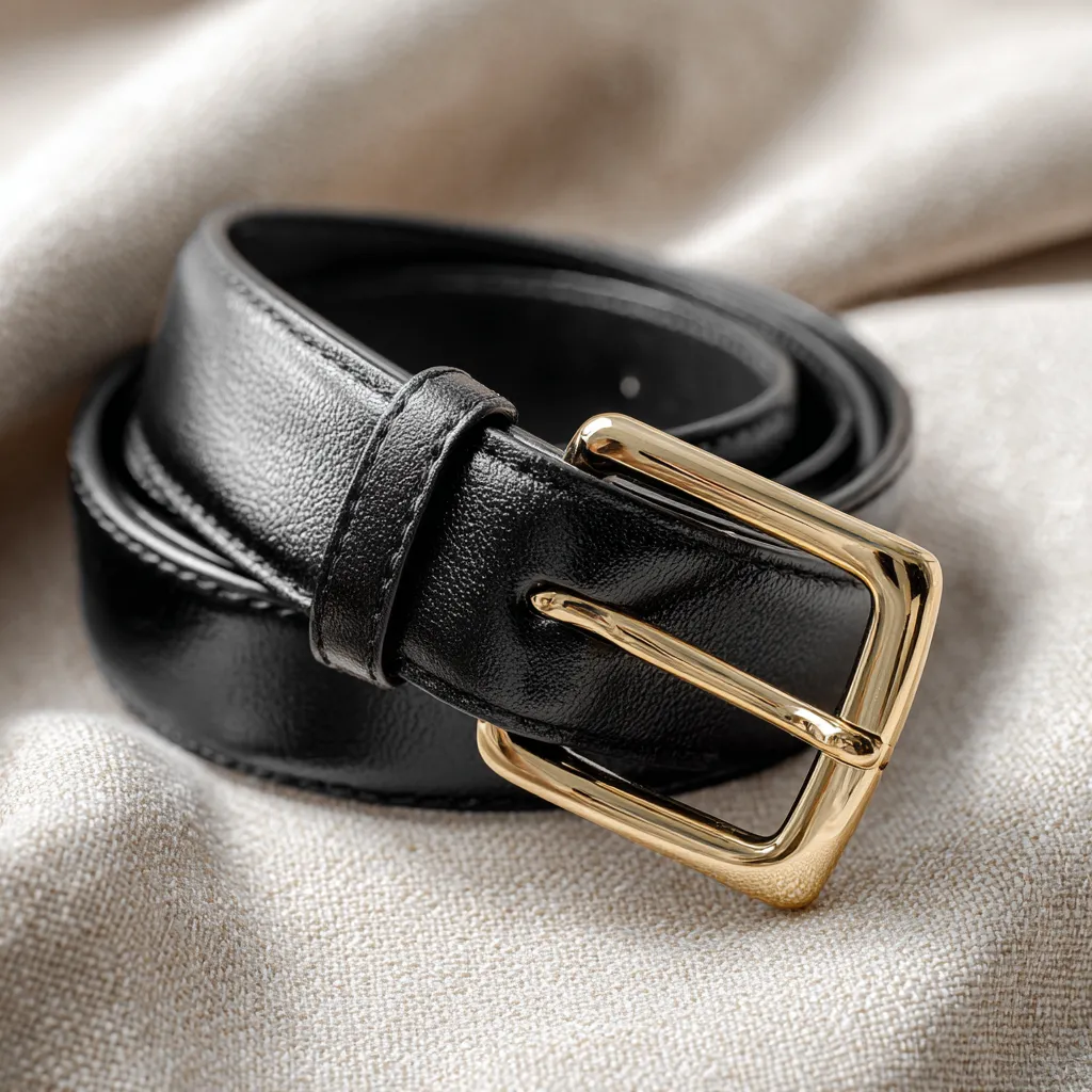 Slim Gold-Buckle Leather Belt